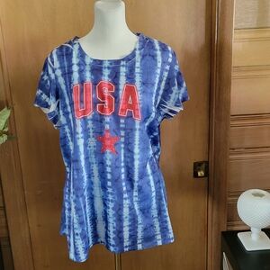 Blue Tie-Dye USA Women's Top
